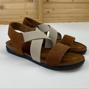 David Tate Sandals NIB Tan Brown & Cream Suede size 10.5M 10.5 10 1/2 NWT